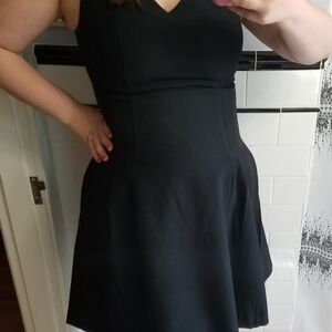 Banana Republic Black V-Neck Fit-and-Flare Dress 16 Tall